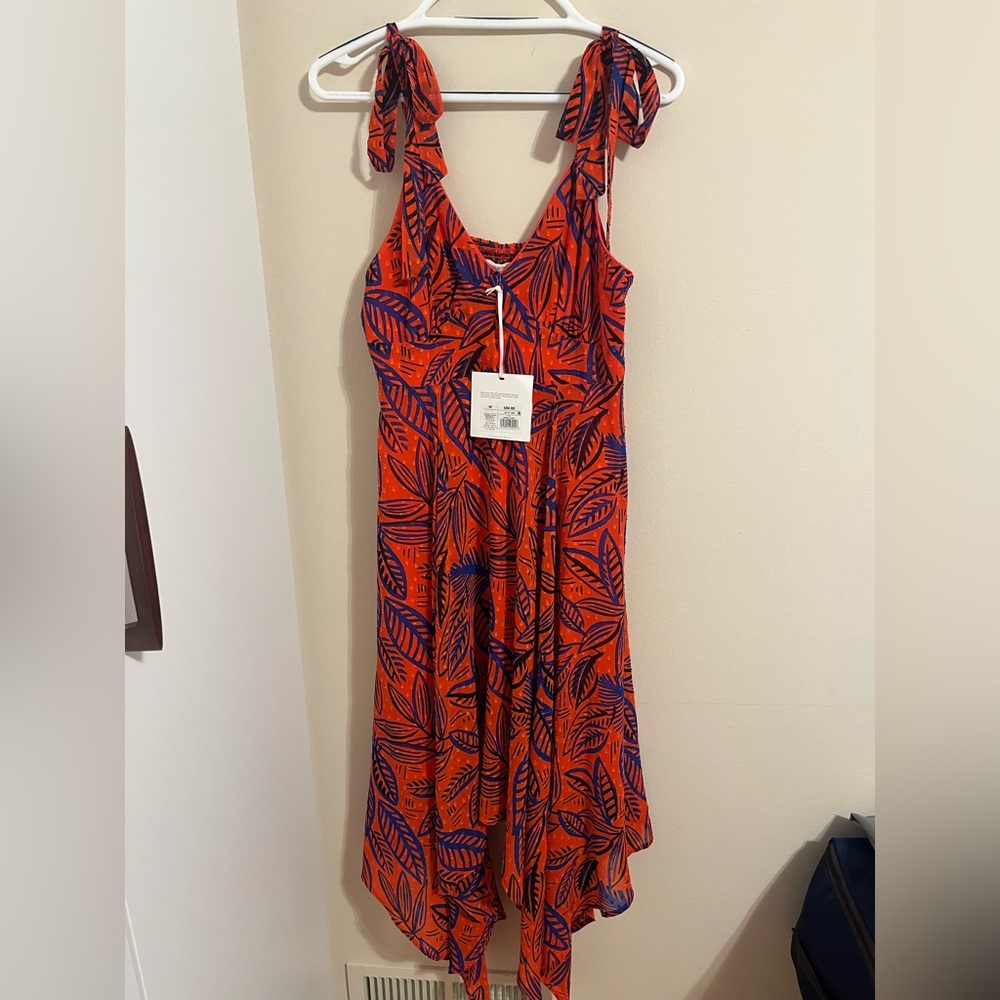 Tropical Leaf Print Midi Dress
